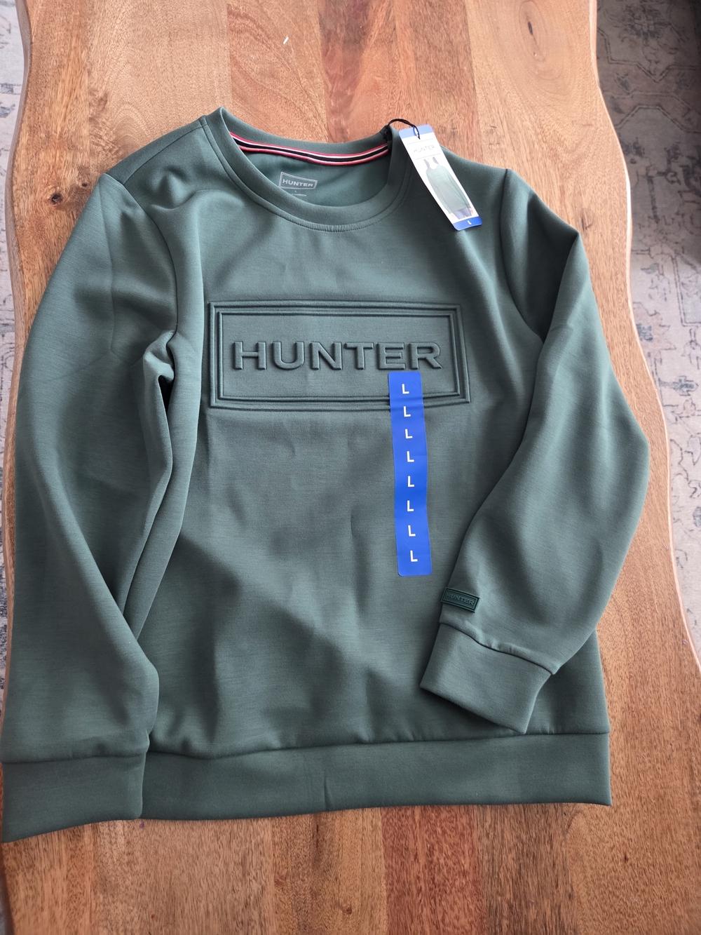 Hunter Men's Green Embossed Logo Crewneck Sweatshirt